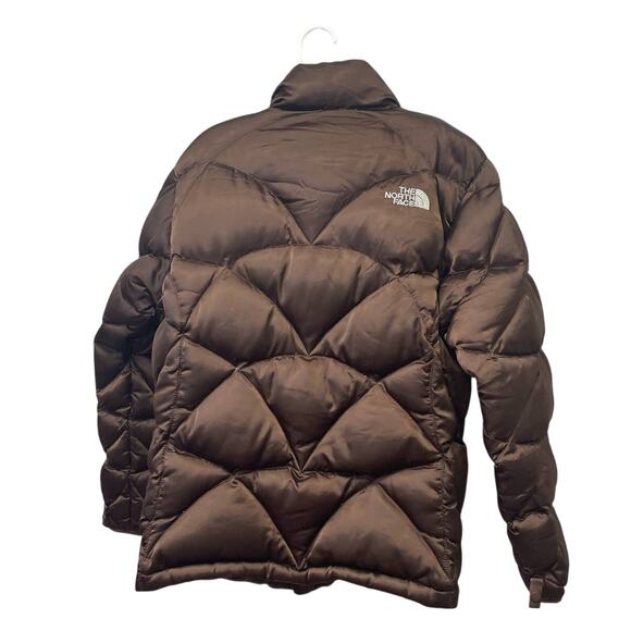 The North Face Girls Large Chocolate Brown Goose Down Filled Nylon Puffer Coat - Picture 4 of 7